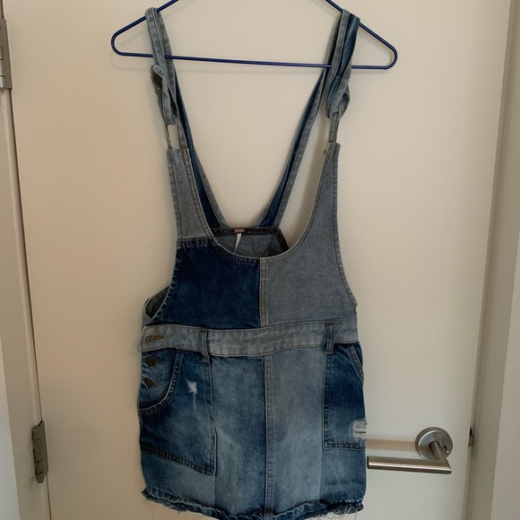 Free people distressed overall dress - Picture 2 of 3